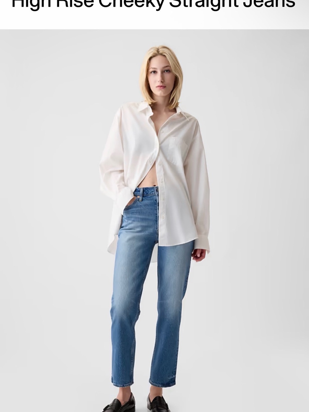GAP High-Rise Cheeky Straight Jeans in Light Blue Wash size 26
